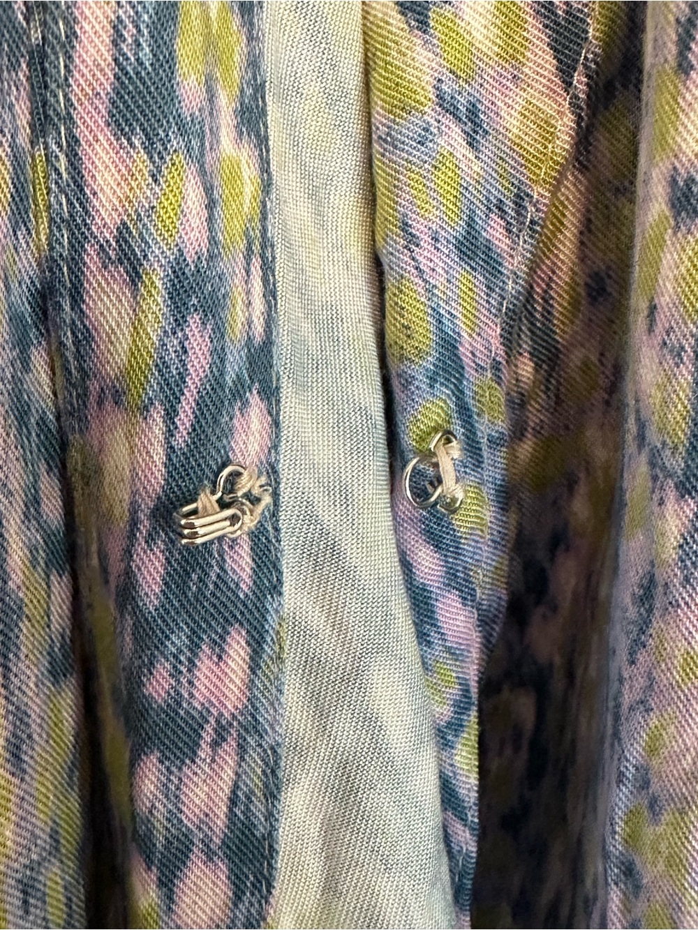 Pilcro Tisha Surplice Abstract Blue Green Long-Sleeve V-Neck Blouse. XS. - Picture 6 of 11